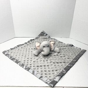 Pro Goleem Elephant Plush Lovey Security Blanket Gray Dot Satin Edge